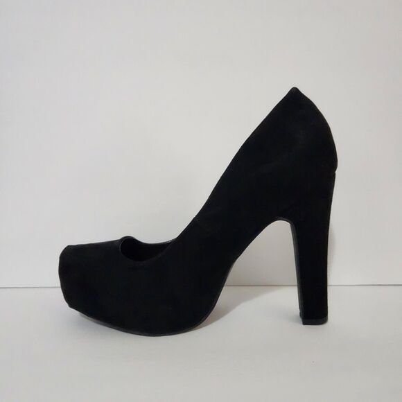 Torrid Black Faux Suede Platform Tapered Pump Heels Extra Wide Width Size 8.5WW - Picture 3 of 8